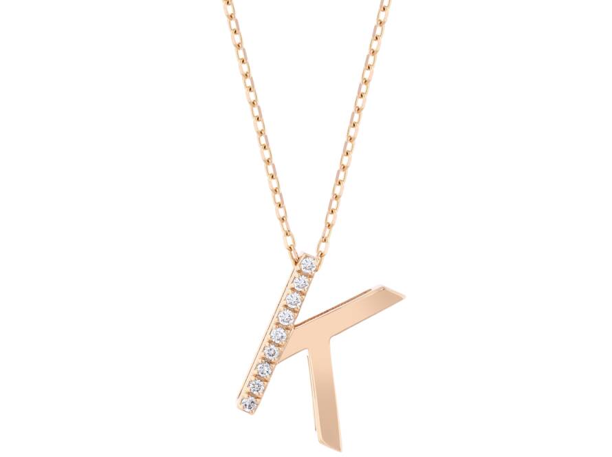 0,05 Karat Pırlanta K Harf Kolye